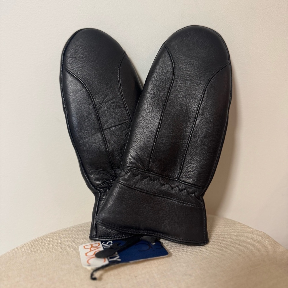 SIMPLY BASIC Black Leather Gloves (M)